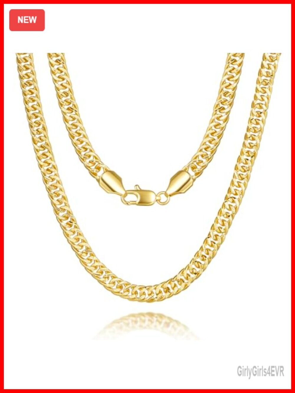 14K Gold Plated Cuban Link Chain Necklace 6mm Unisex